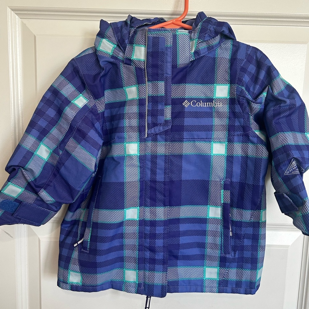 2T Colombia Kids Bugaboo Unisex Blue Gingham Stripped Plaid Winter Snow Jacket